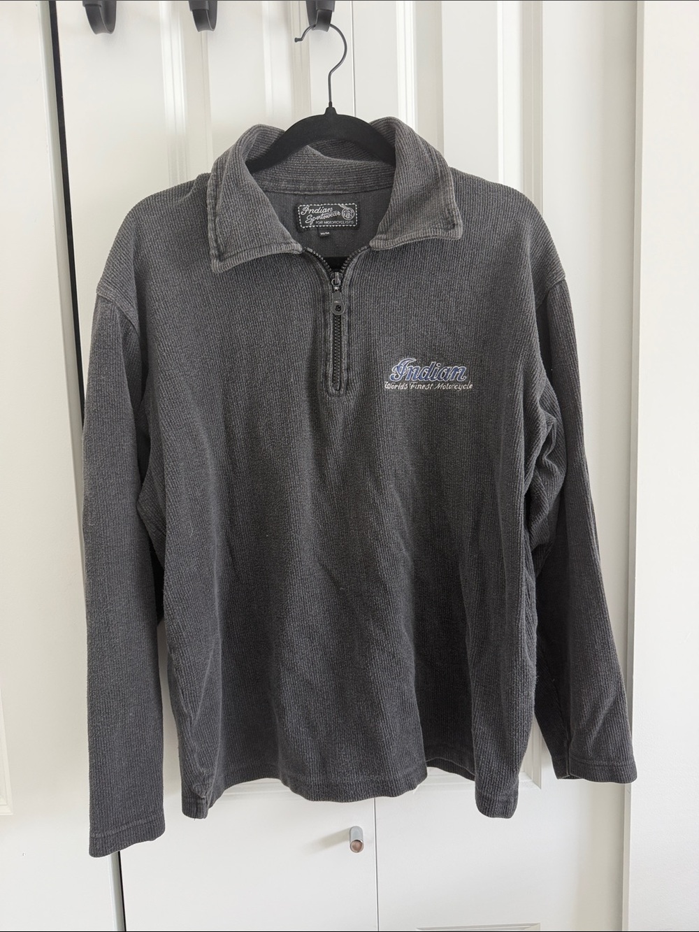 Indian Motorcycles Vintage Men’s Charcoal Quarter-Zip Sweater